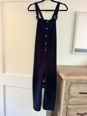 Madewell Navy Corduroy Button-Front Overalls Jumpsuit